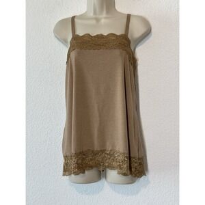 Y2K Cato Cami Tank Brown Lace Trim Size 14/16  Romantic Coquette Fairy Boho